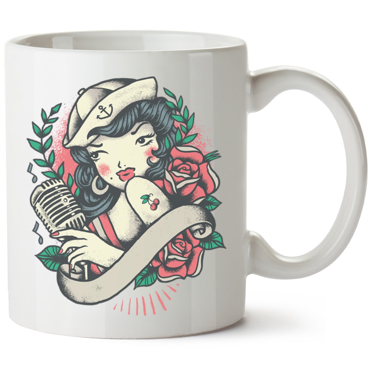 Güzel Kadın Baskılı Porselen Kupa Bardak