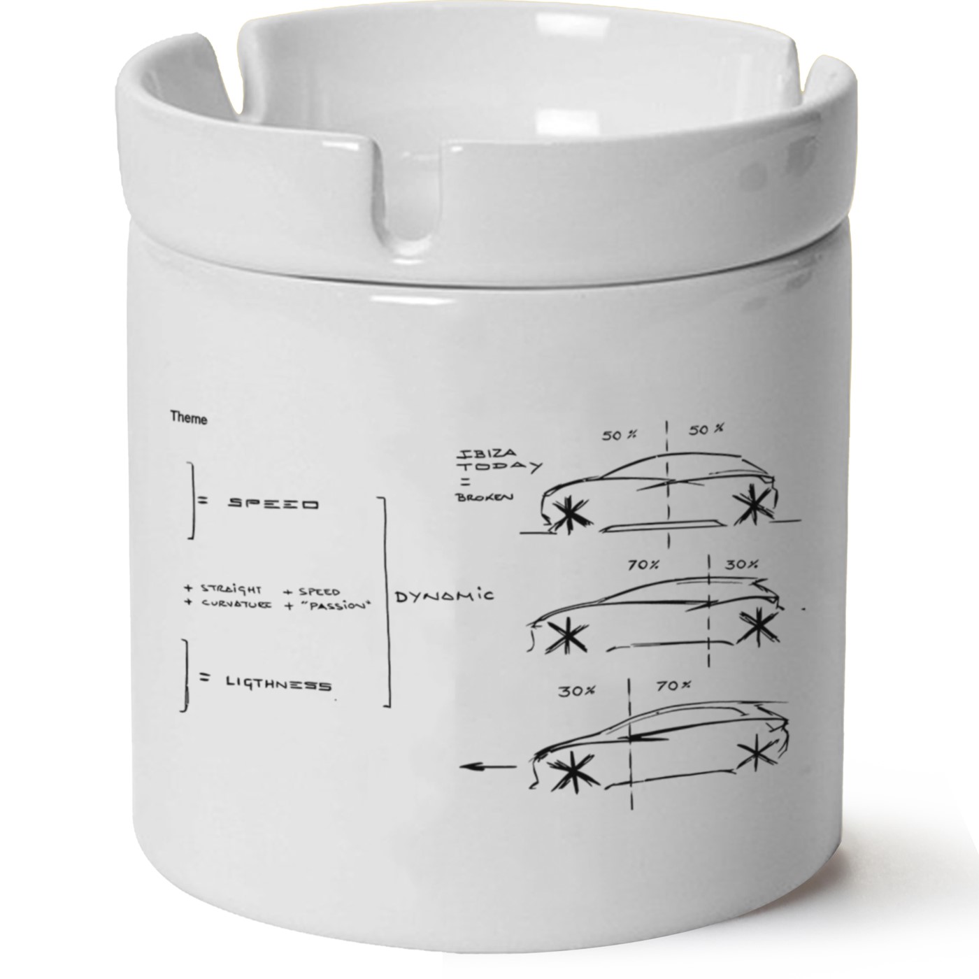 Seat İbiza Baskılı Porselen At Söndür Küllük