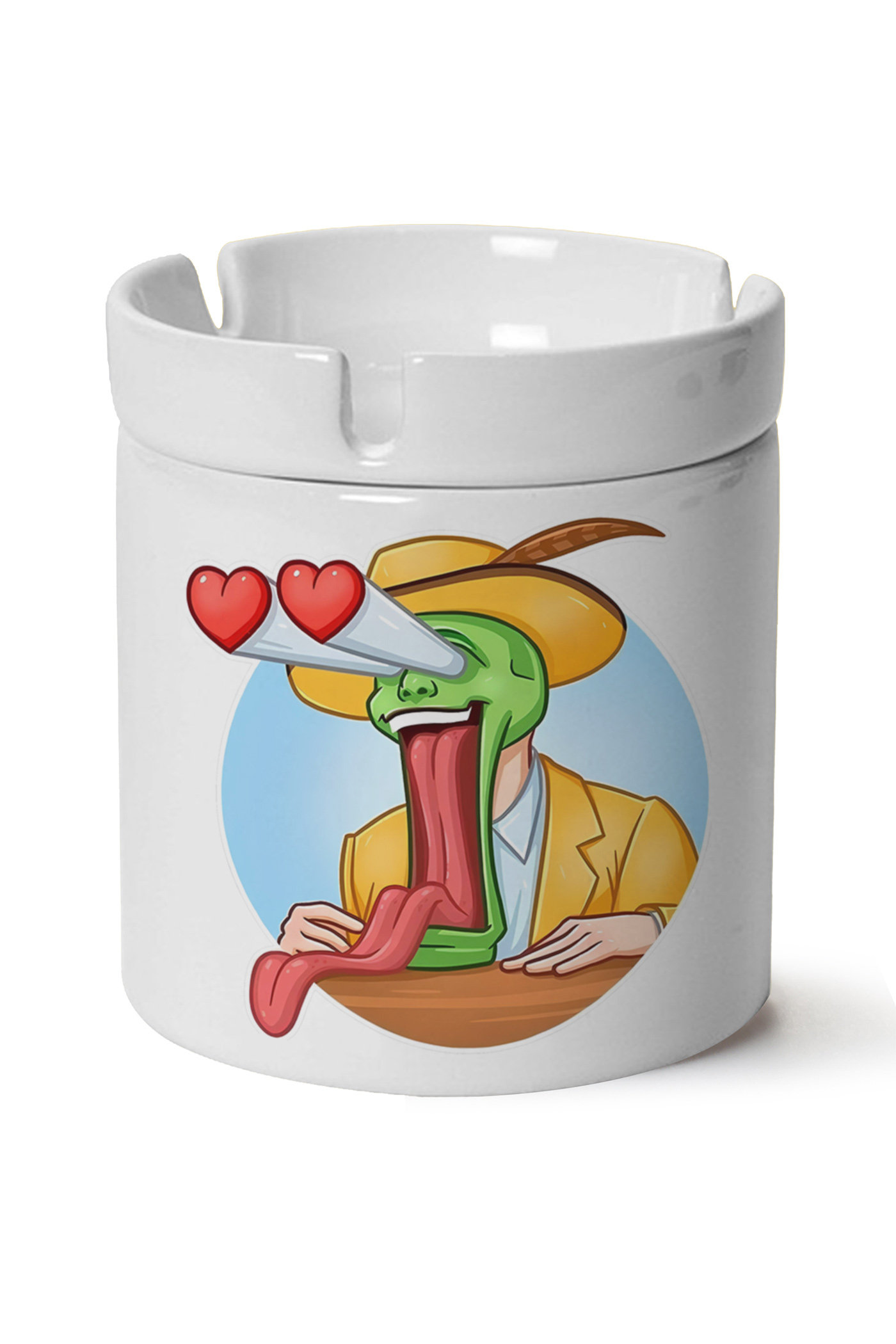 Mask Baskılı Porselen At Söndür Küllük