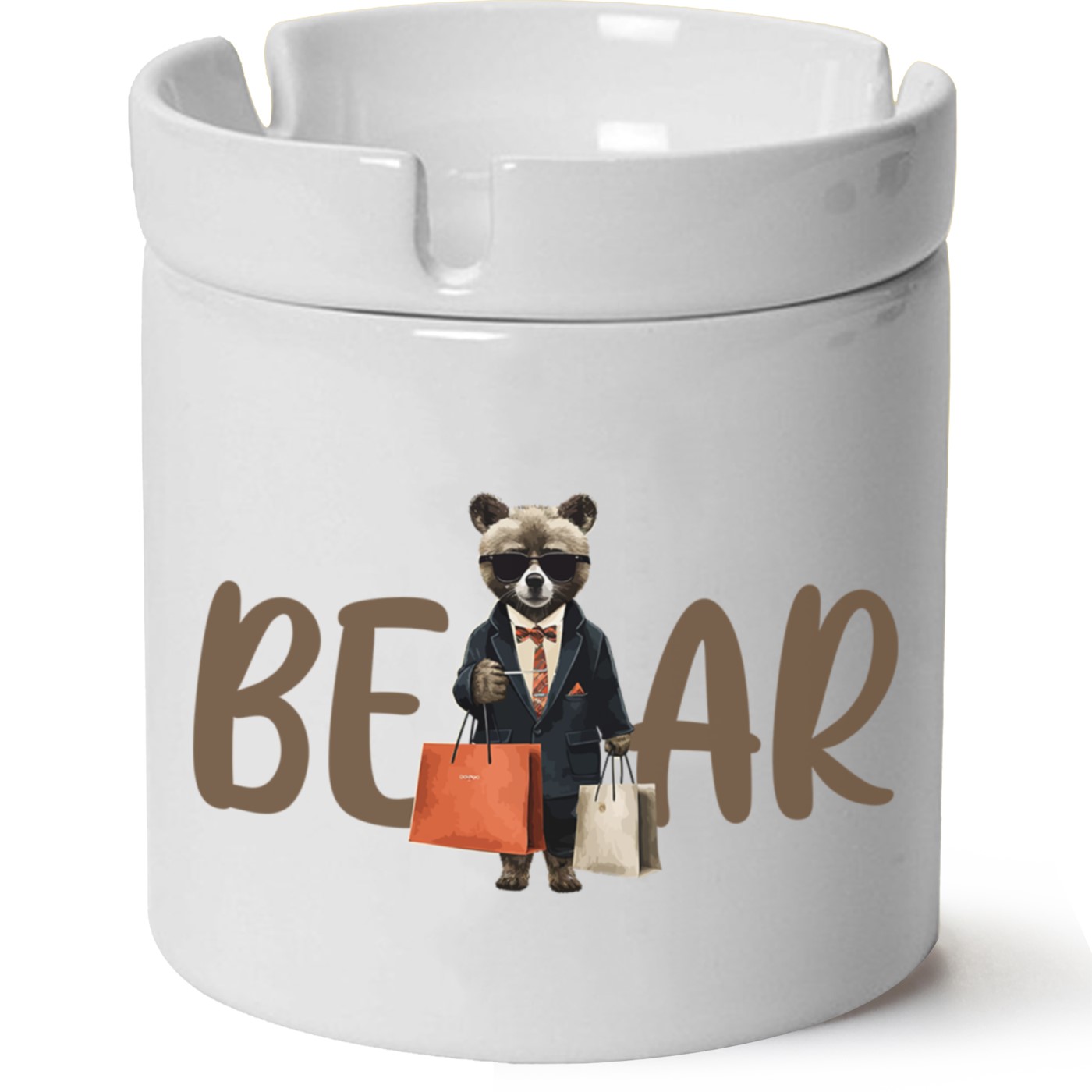 Ayıcık Baskılı Porselen At Söndür Küllük