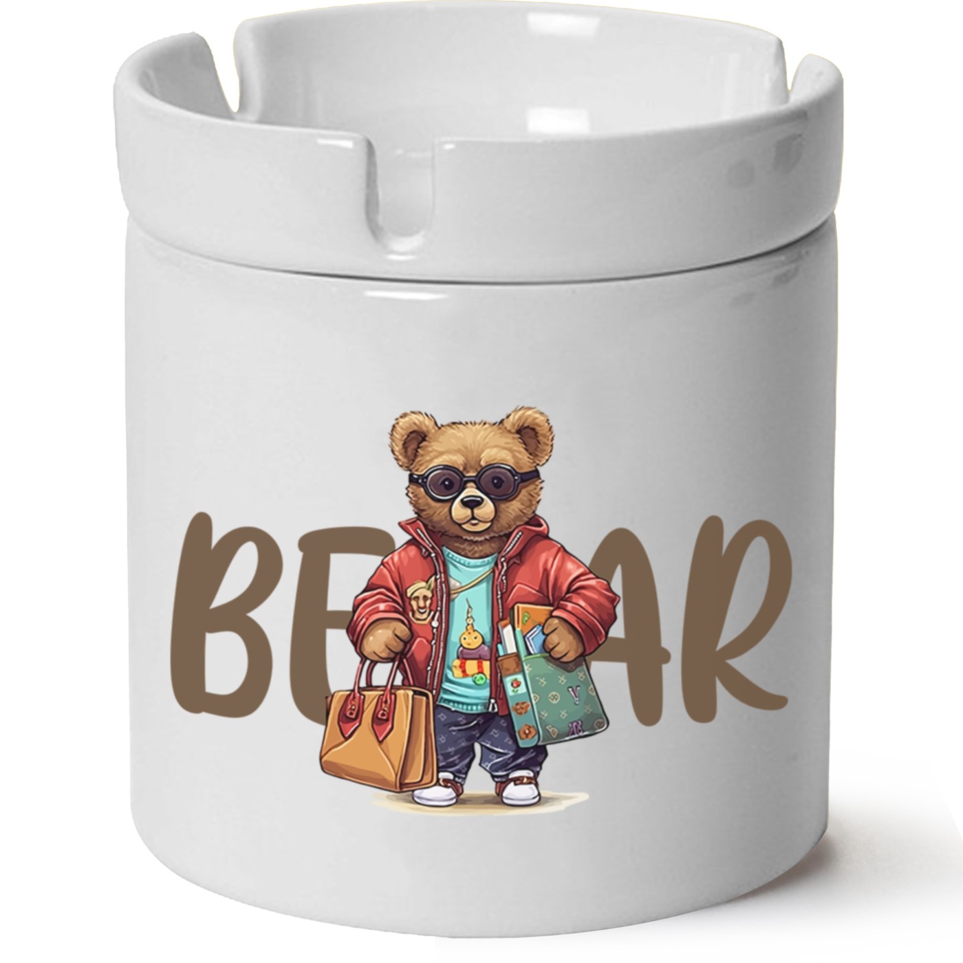 Ayıcık Baskılı Porselen At Söndür Küllük