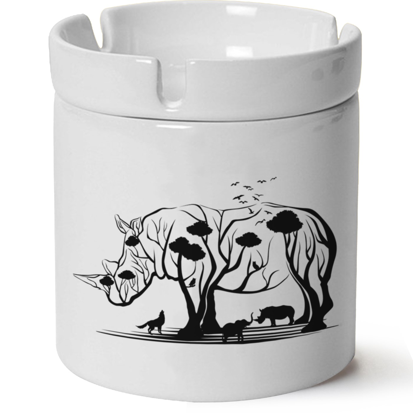 Doğa Gergedan Baskılı Tişöt