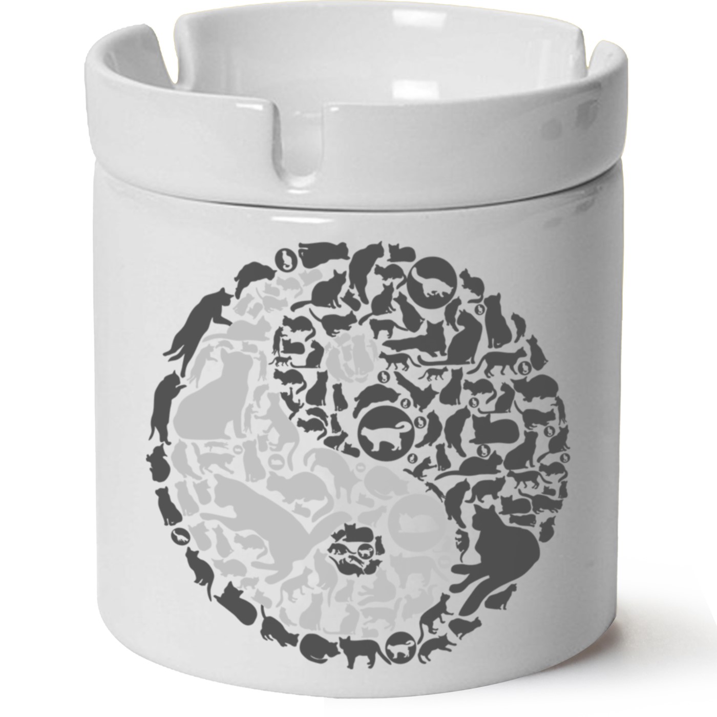 Kedi Baskılı Porselen At Söndür Küllük