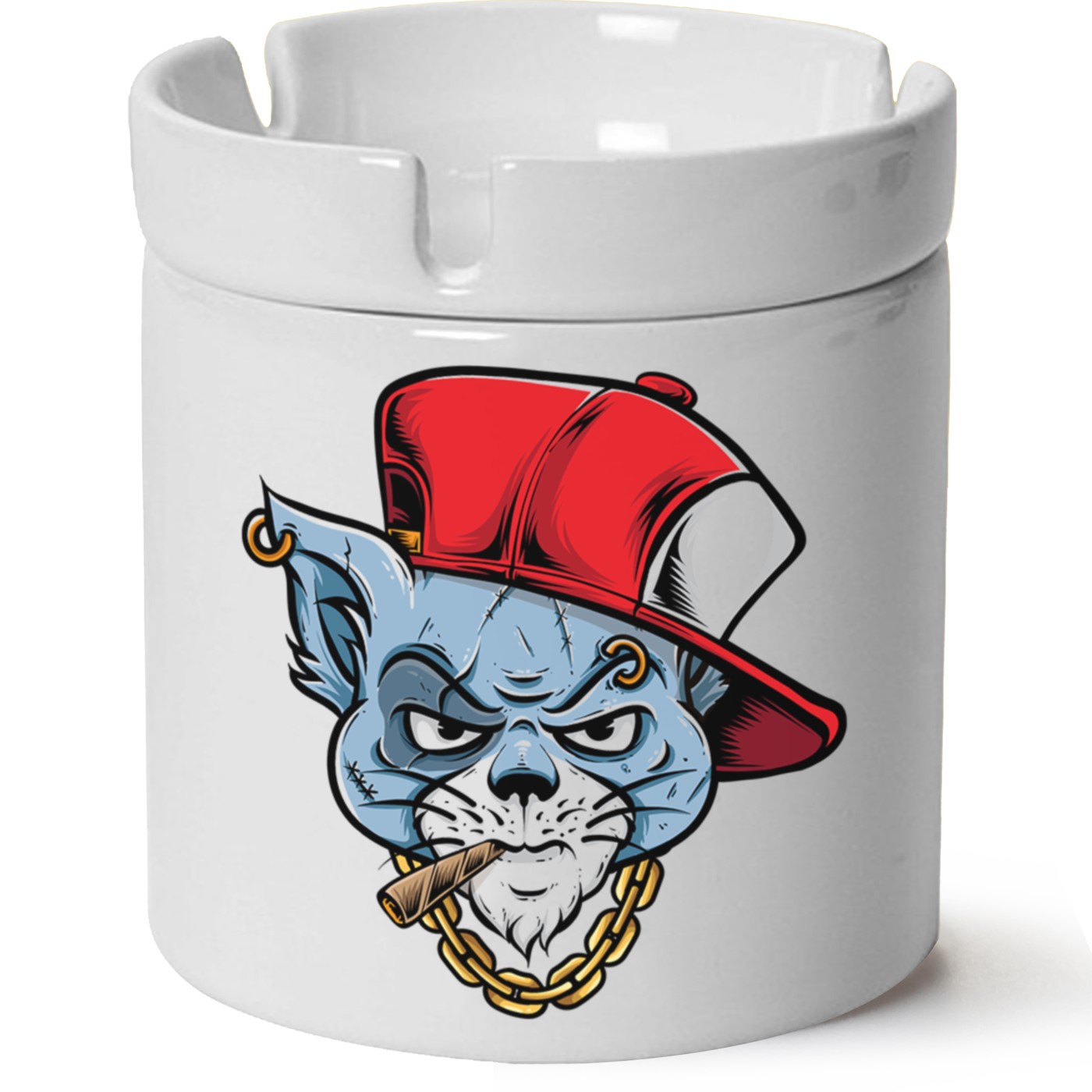 Kedi Baskılı Porselen At Söndür Küllük