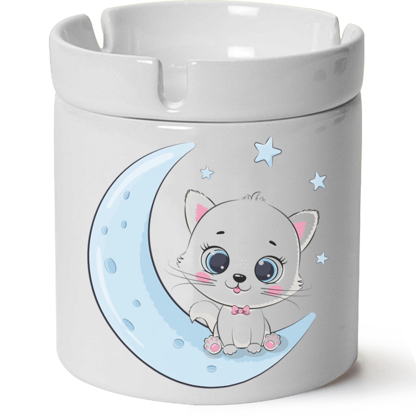 Kedi Baskılı Porselen At Söndür Küllük