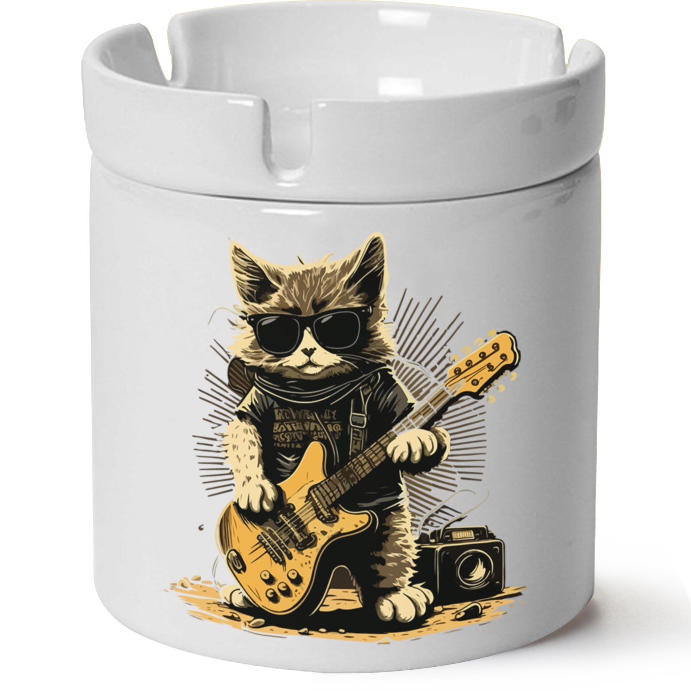 Kedi Baskılı Porselen At Söndür Küllük