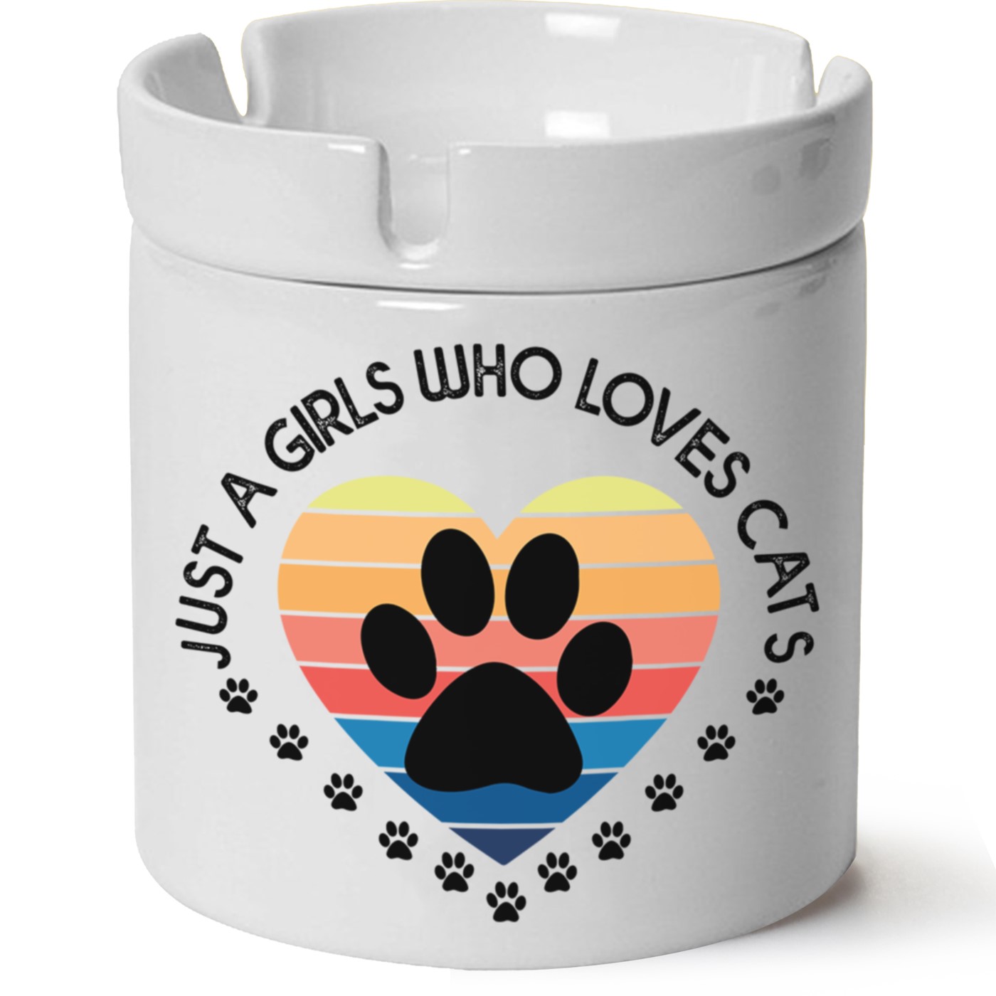 Kedi Baskılı Porselen At Söndür Küllük