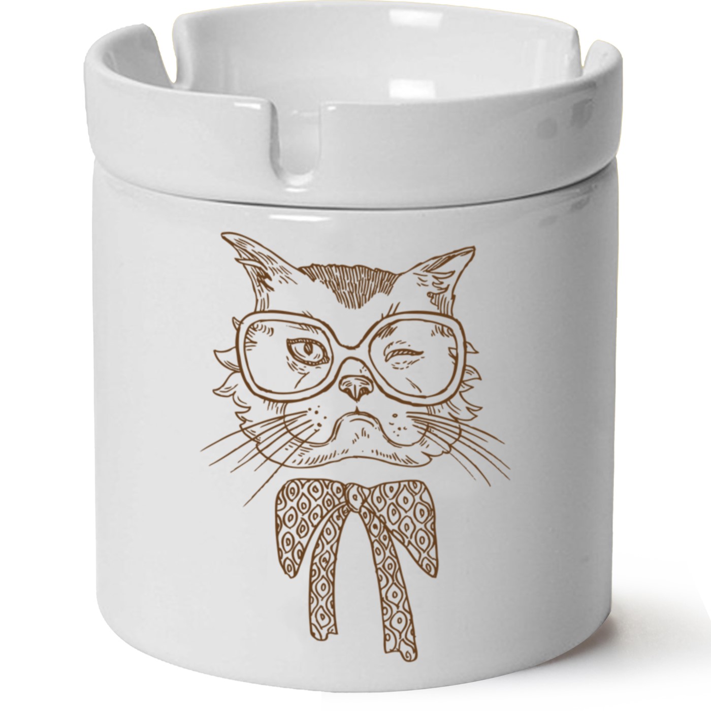 Kedi Baskılı Porselen At Söndür Küllük