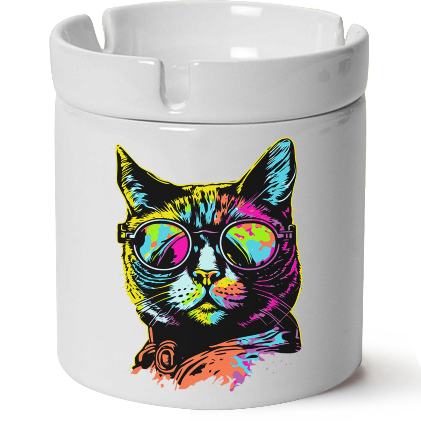 Kedi Baskılı Porselen At Söndür Küllük