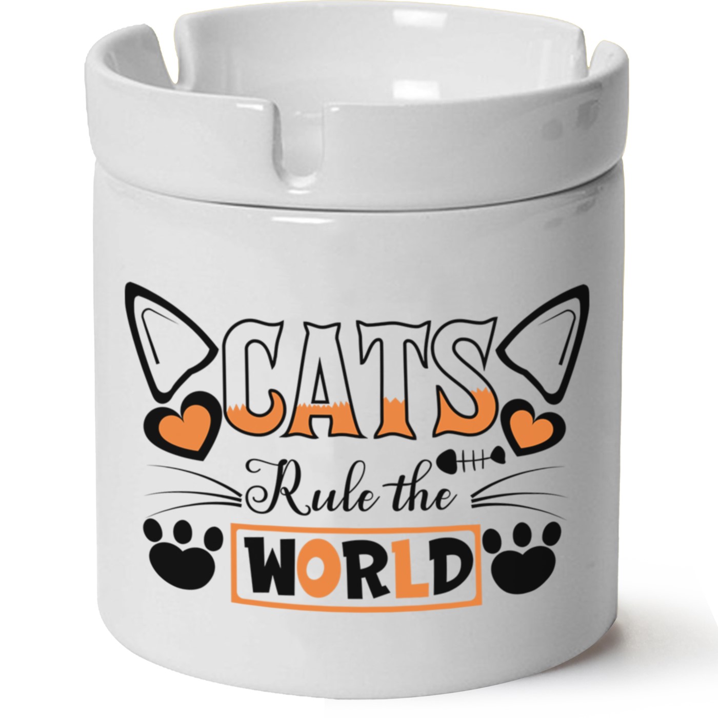 Kedi Baskılı Porselen At Söndür Küllük