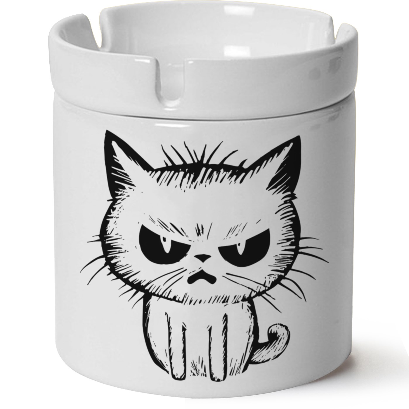 Kedi Baskılı Porselen At Söndür Küllük