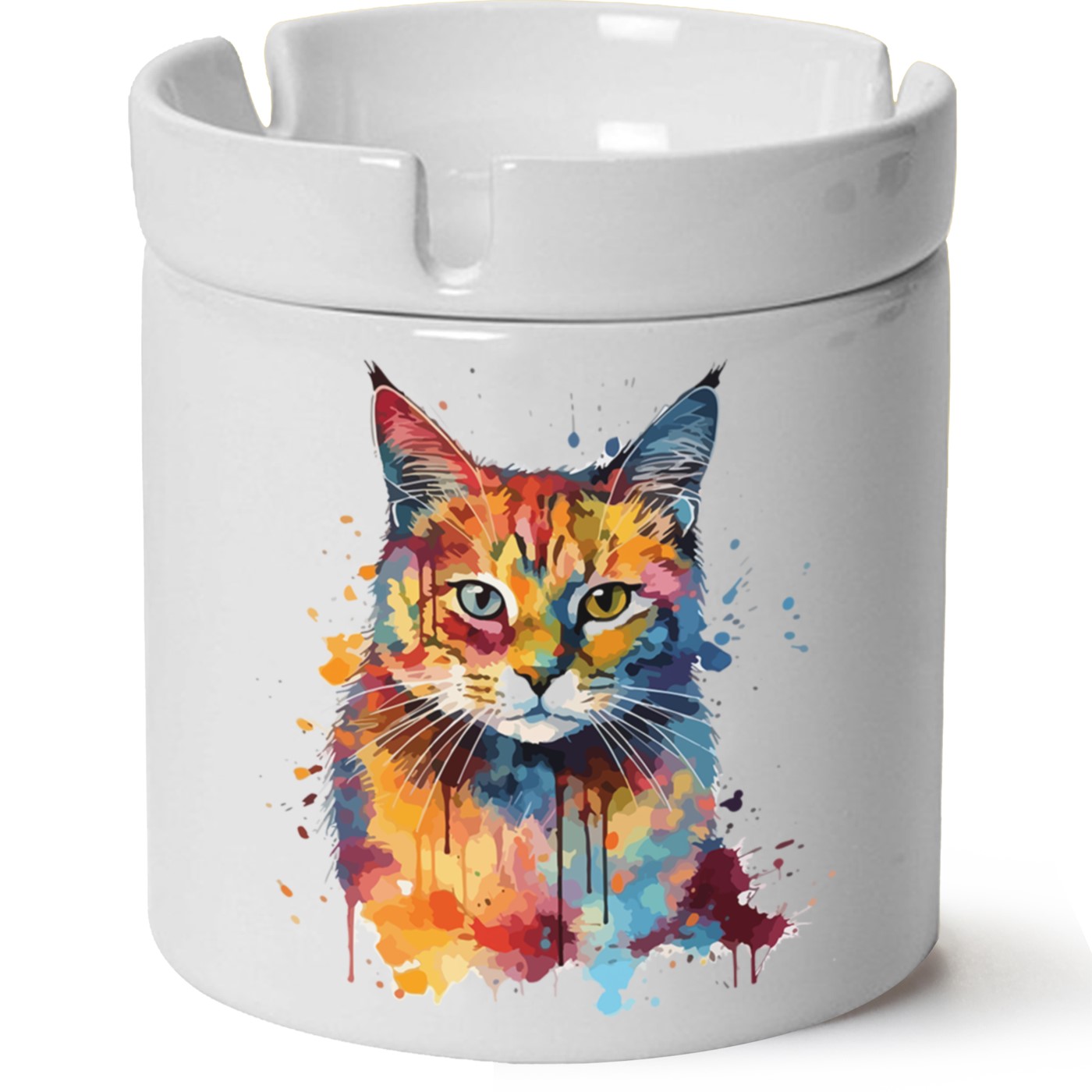 Kedi Baskılı Porselen At Söndür Küllük