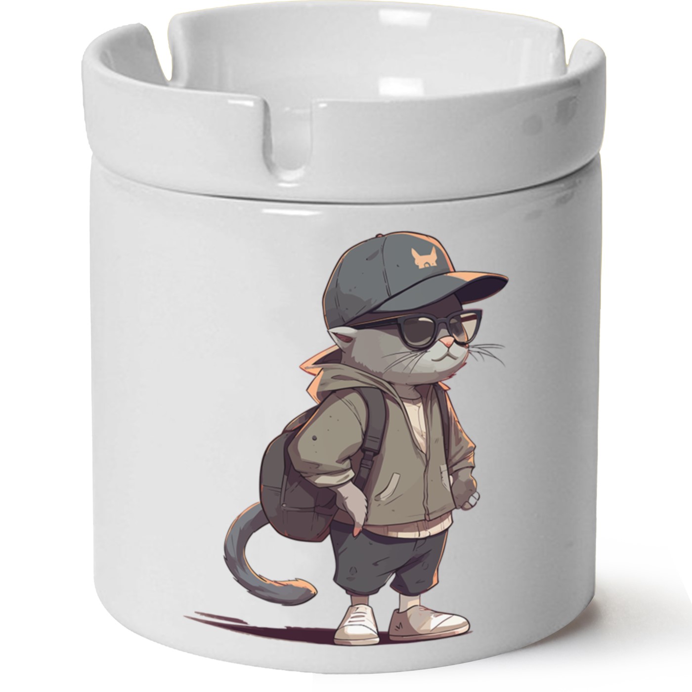 Kedi Baskılı Porselen At Söndür Küllük