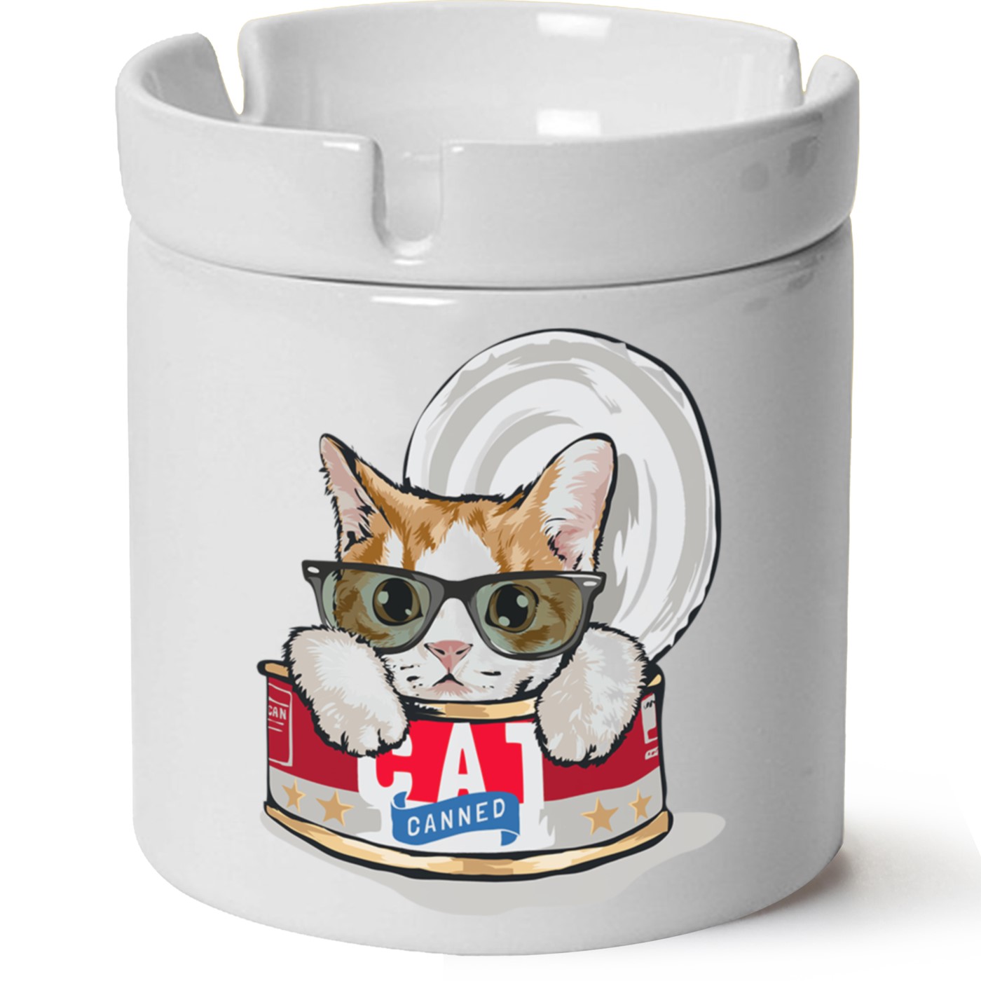 Kedi Baskılı Porselen At Söndür Küllük