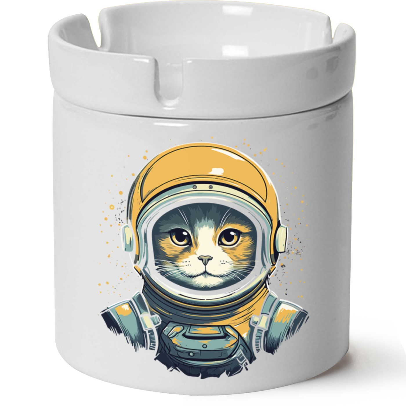 Kedi Baskılı Porselen At Söndür Küllük