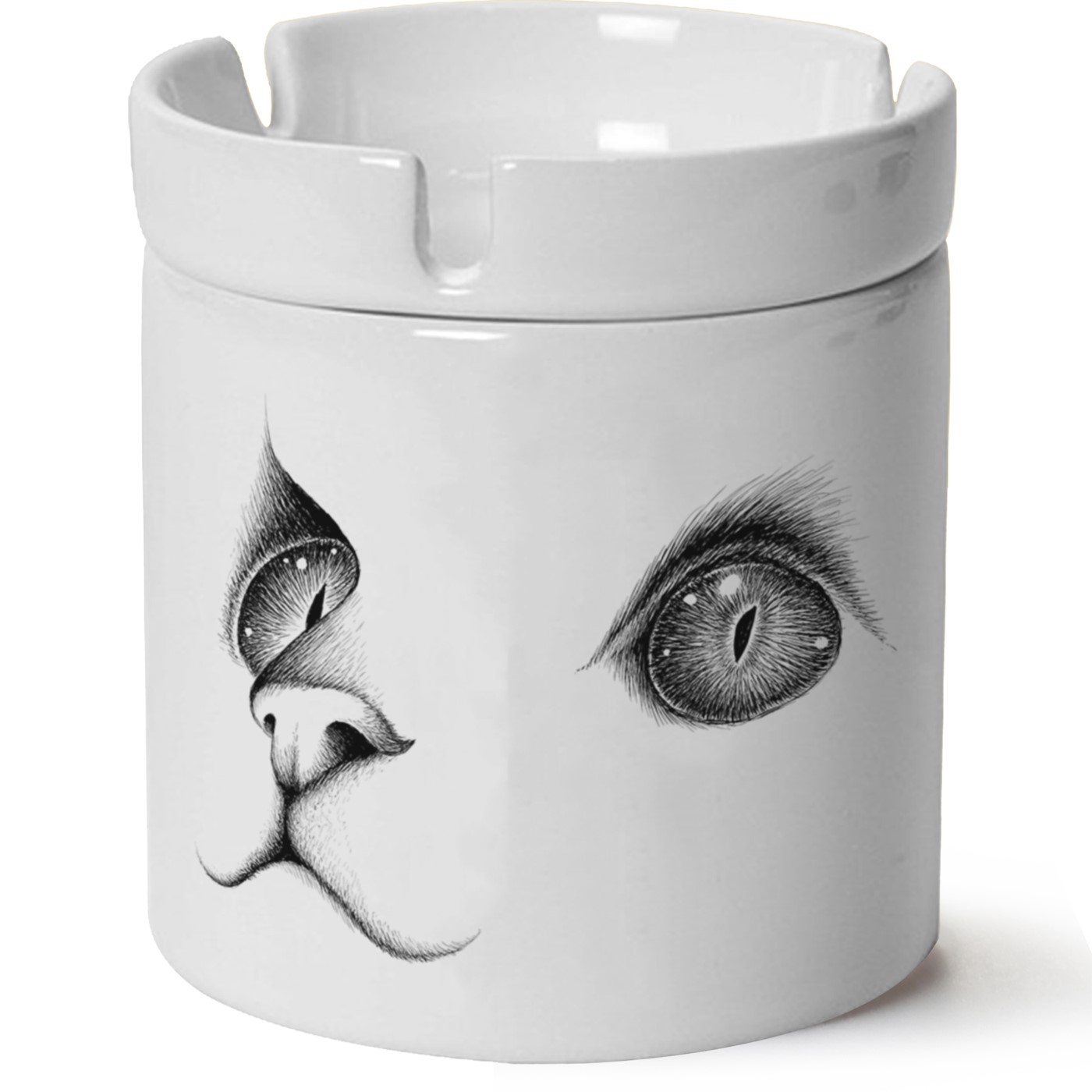 Kedi Baskılı Porselen At Söndür Küllük