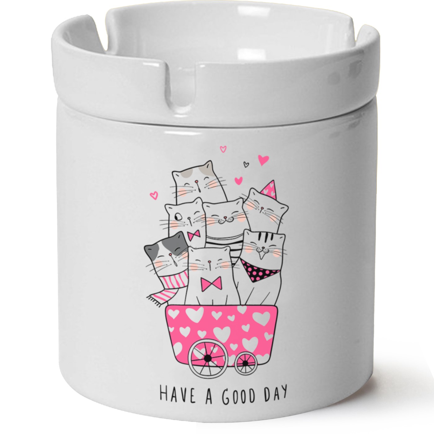 Kedi Baskılı Porselen At Söndür Küllük