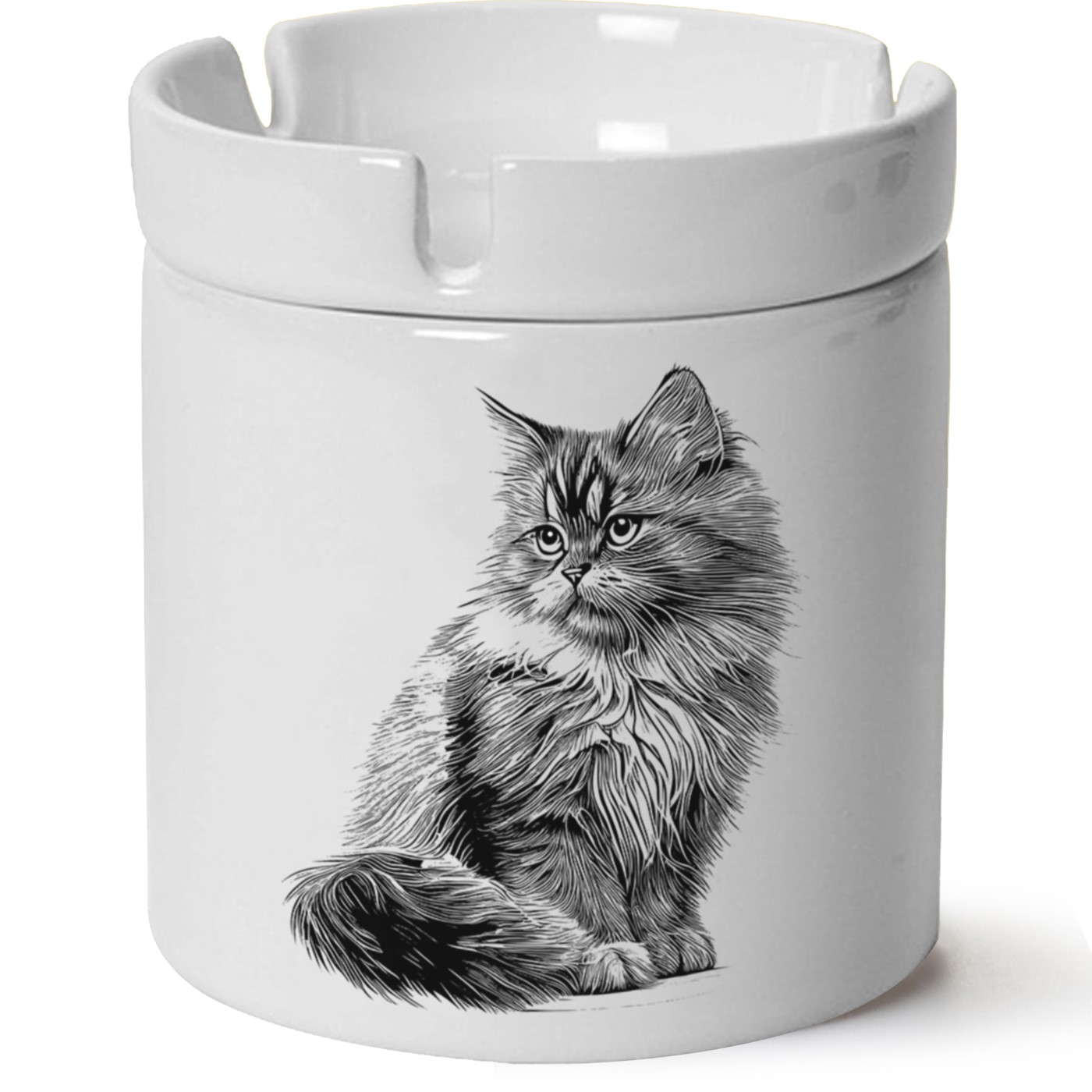 Kedi Baskılı Porselen At Söndür Küllük