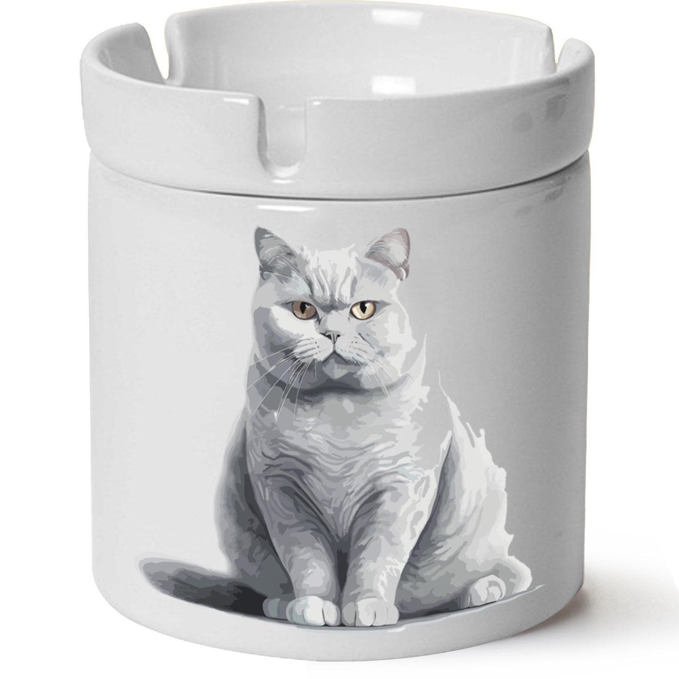 Kedi Baskılı Porselen At Söndür Küllük