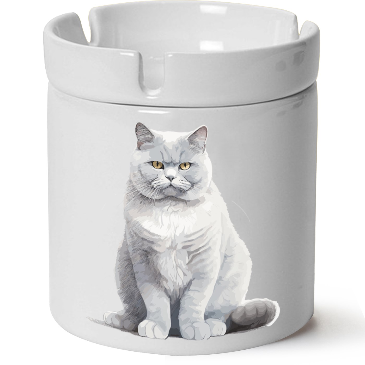 Kedi Baskılı Porselen At Söndür Küllük