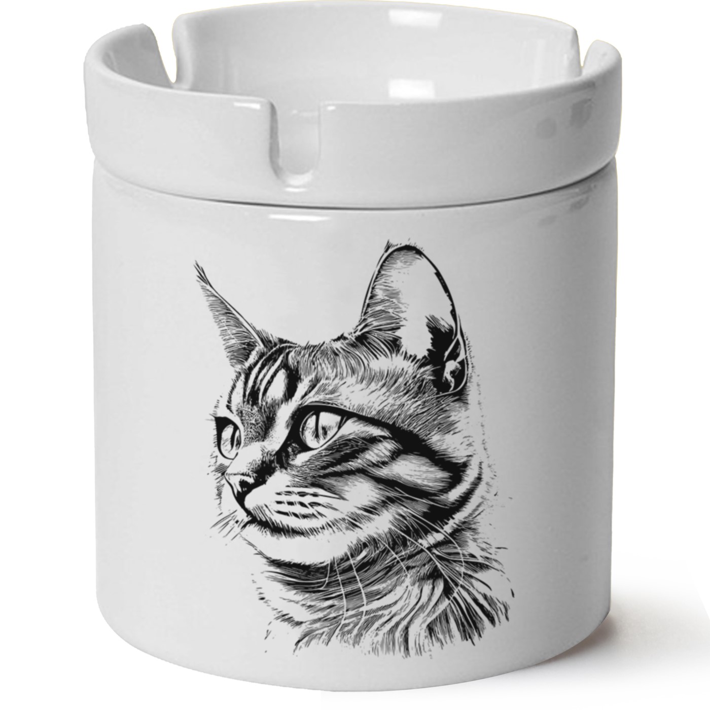 Kedi Baskılı Porselen At Söndür Küllük