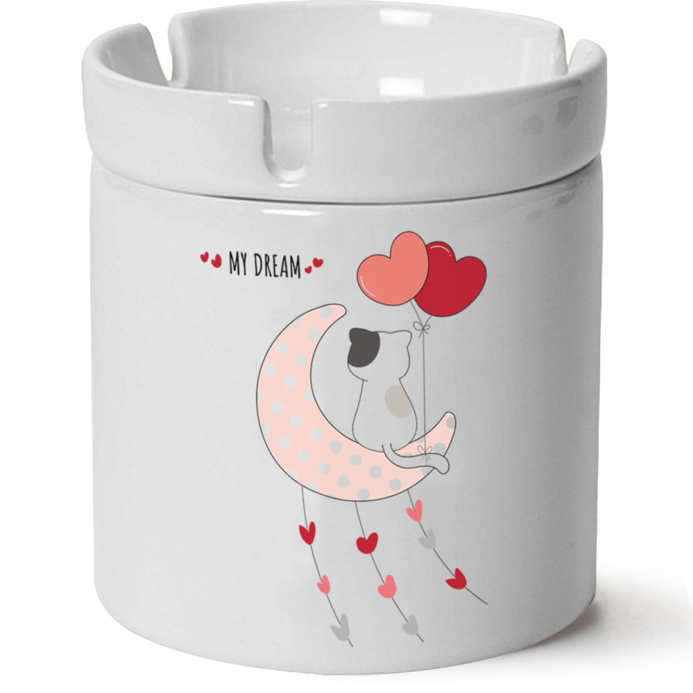 Kedi Baskılı Porselen At Söndür Küllük