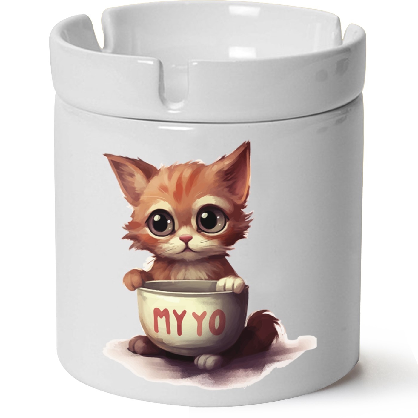 Kedi Baskılı Porselen At Söndür Küllük