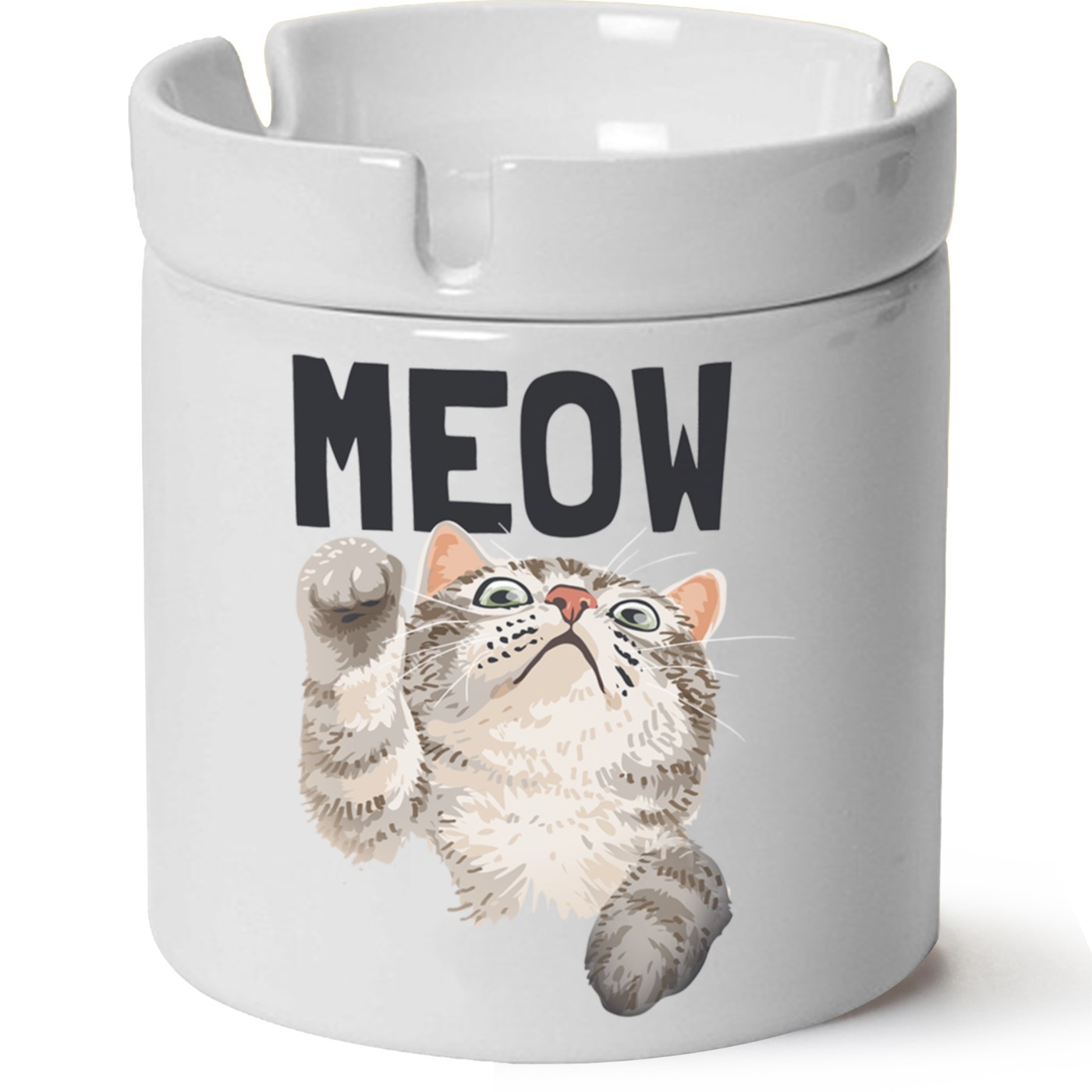 Kedi Baskılı Porselen At Söndür Küllük