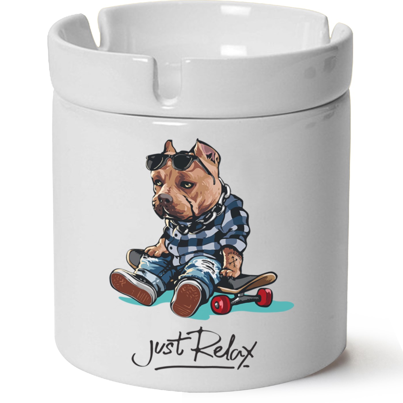 Köpek Baskılı Porselen At Söndür Küllük