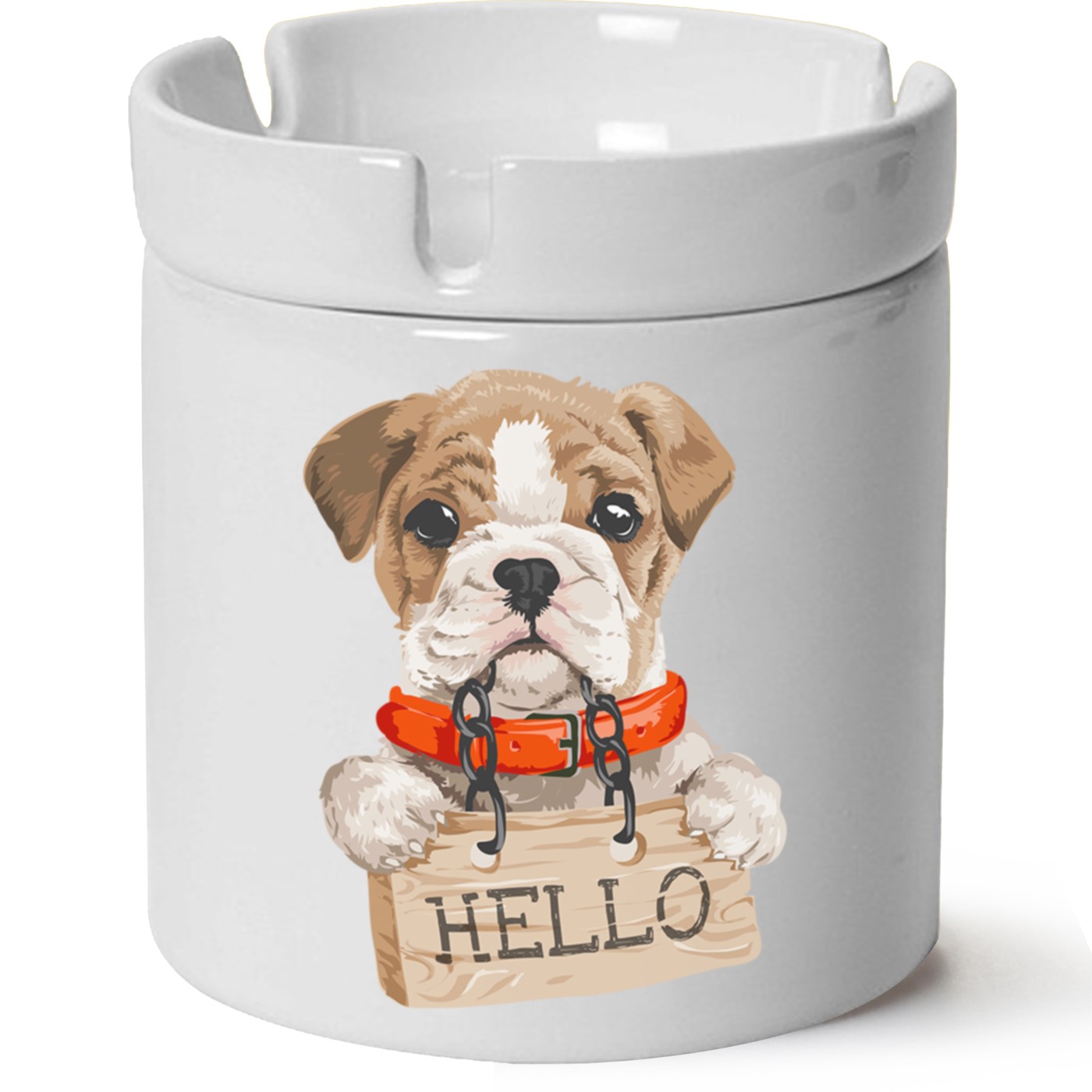 Köpek Baskılı Porselen At Söndür Küllük