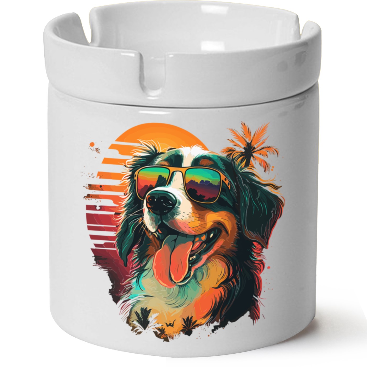 Köpek Baskılı Porselen At Söndür Küllük