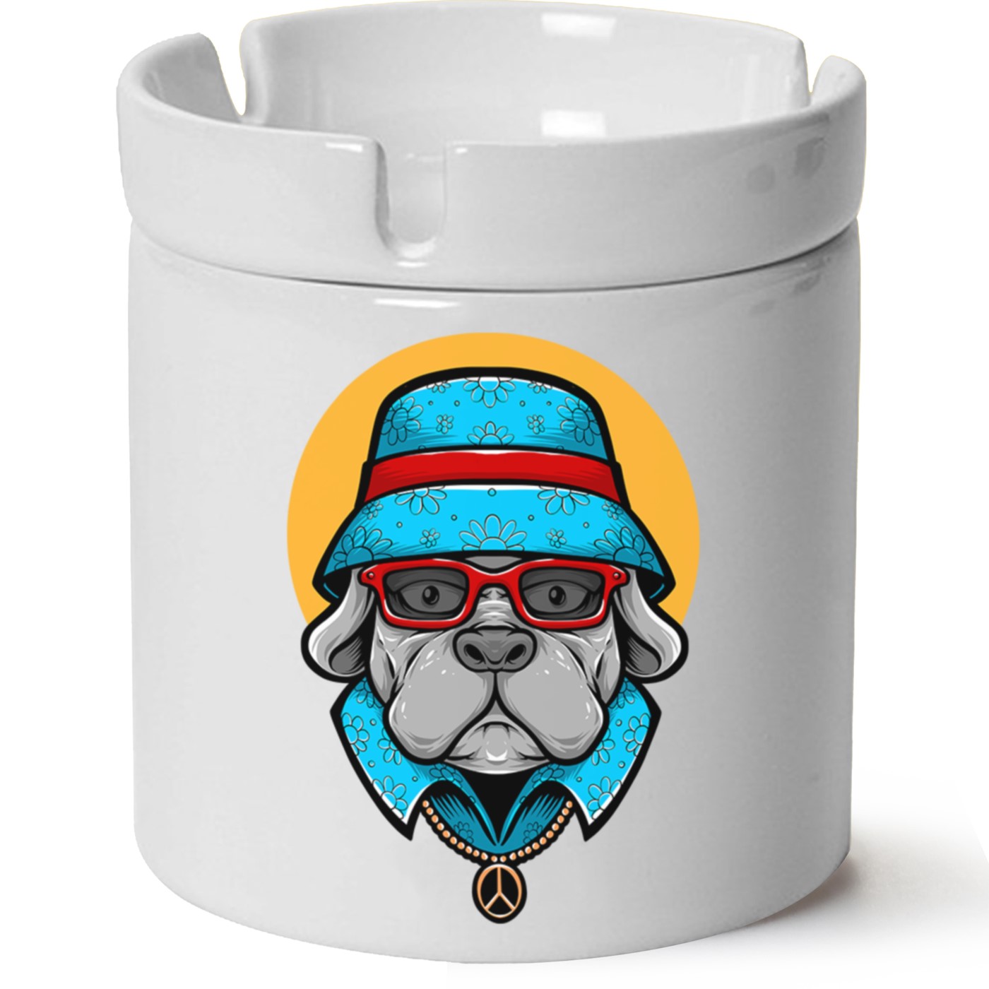 Köpek Baskılı Porselen At Söndür Küllük