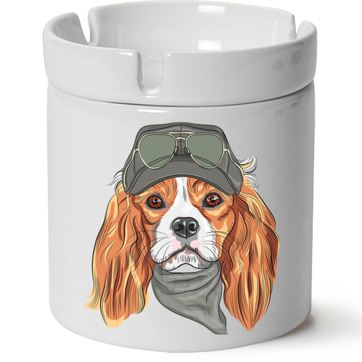 Köpek Baskılı Porselen At Söndür Küllük