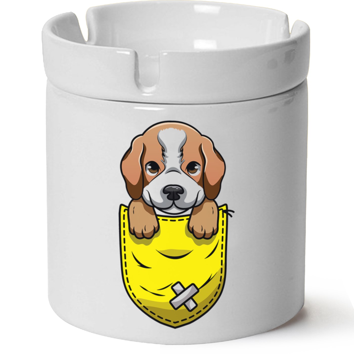 Köpek Baskılı Porselen At Söndür Küllük