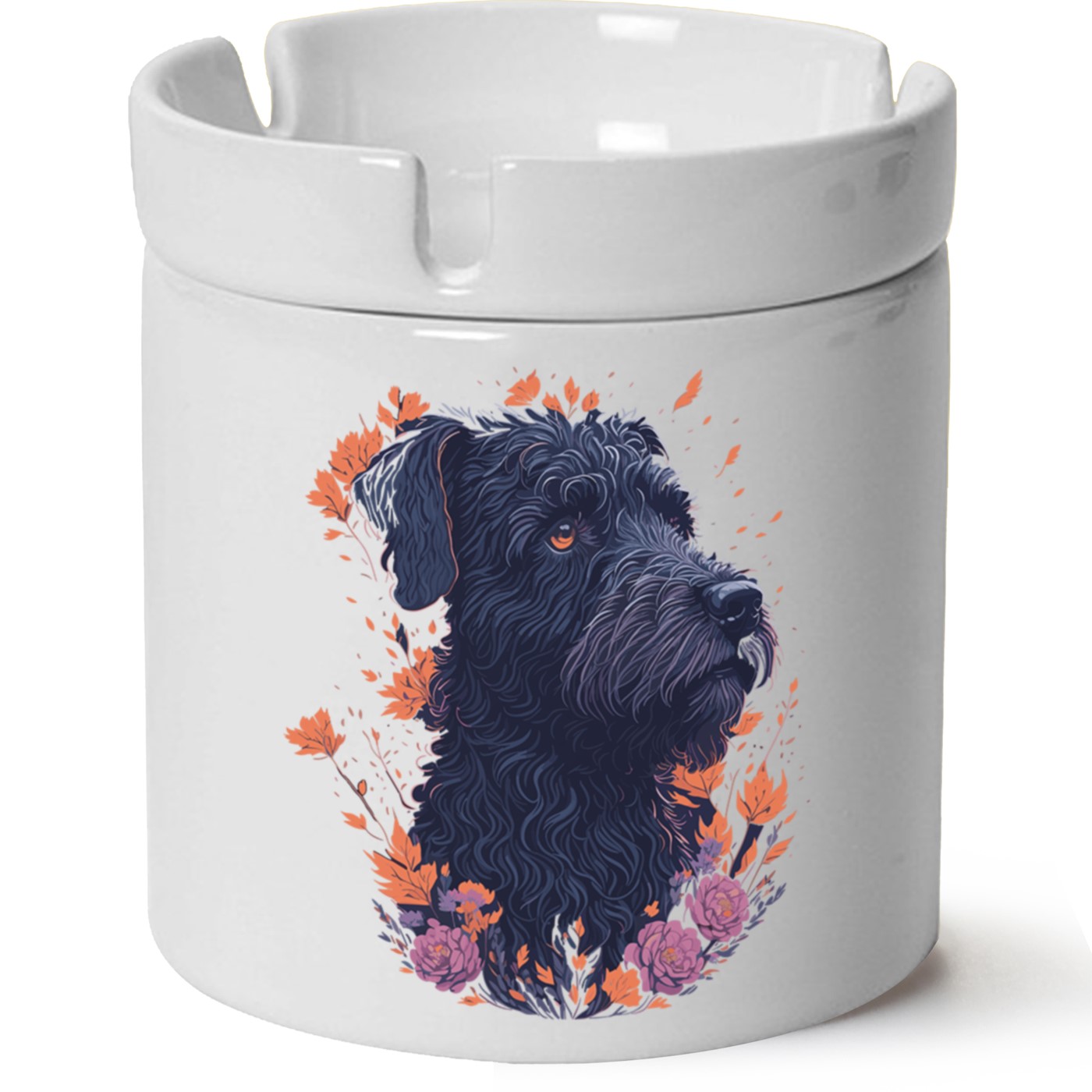 Köpek Baskılı Porselen At Söndür Küllük