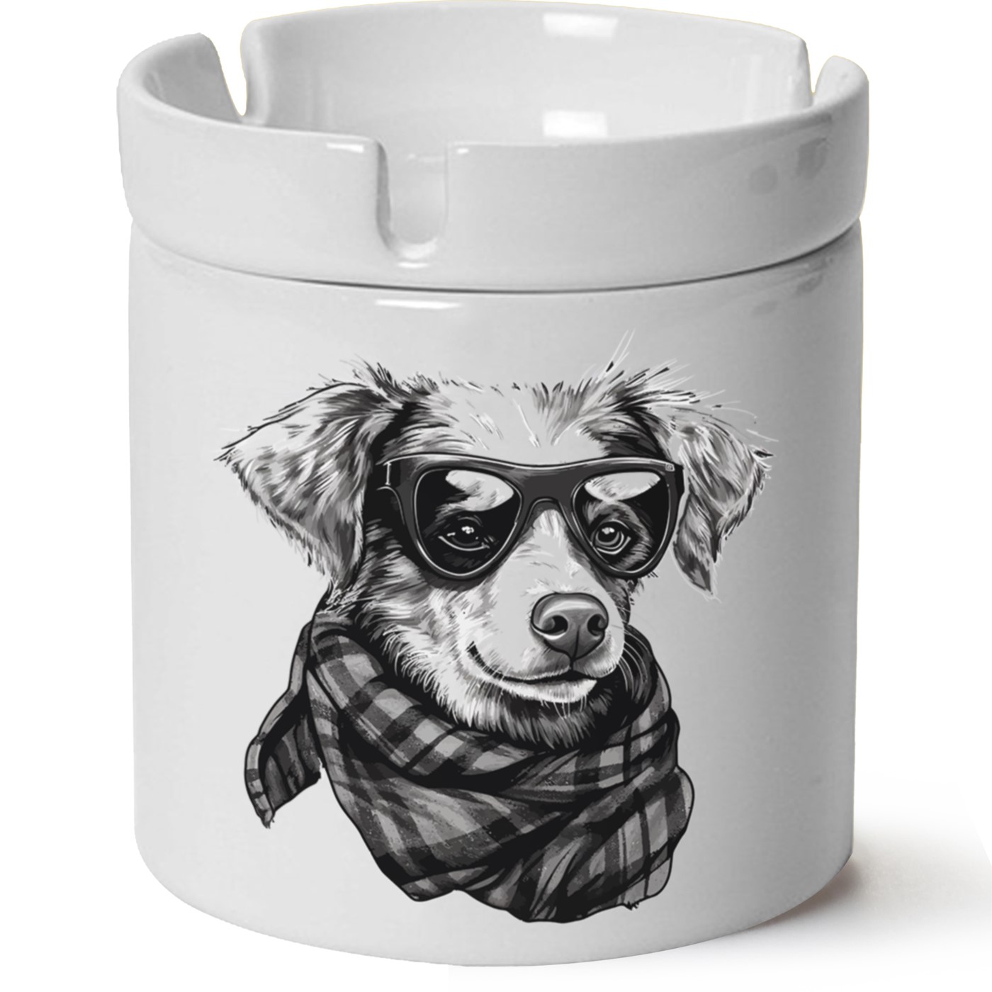 Köpek Baskılı Porselen At Söndür Küllük