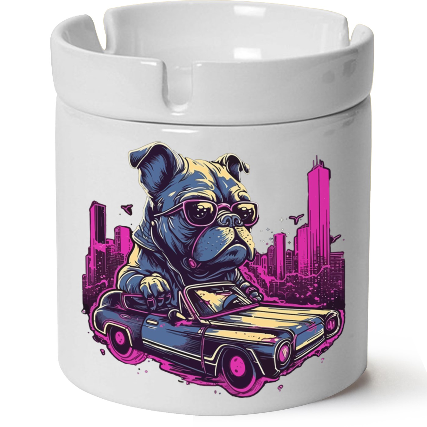 Köpek Baskılı Porselen At Söndür Küllük