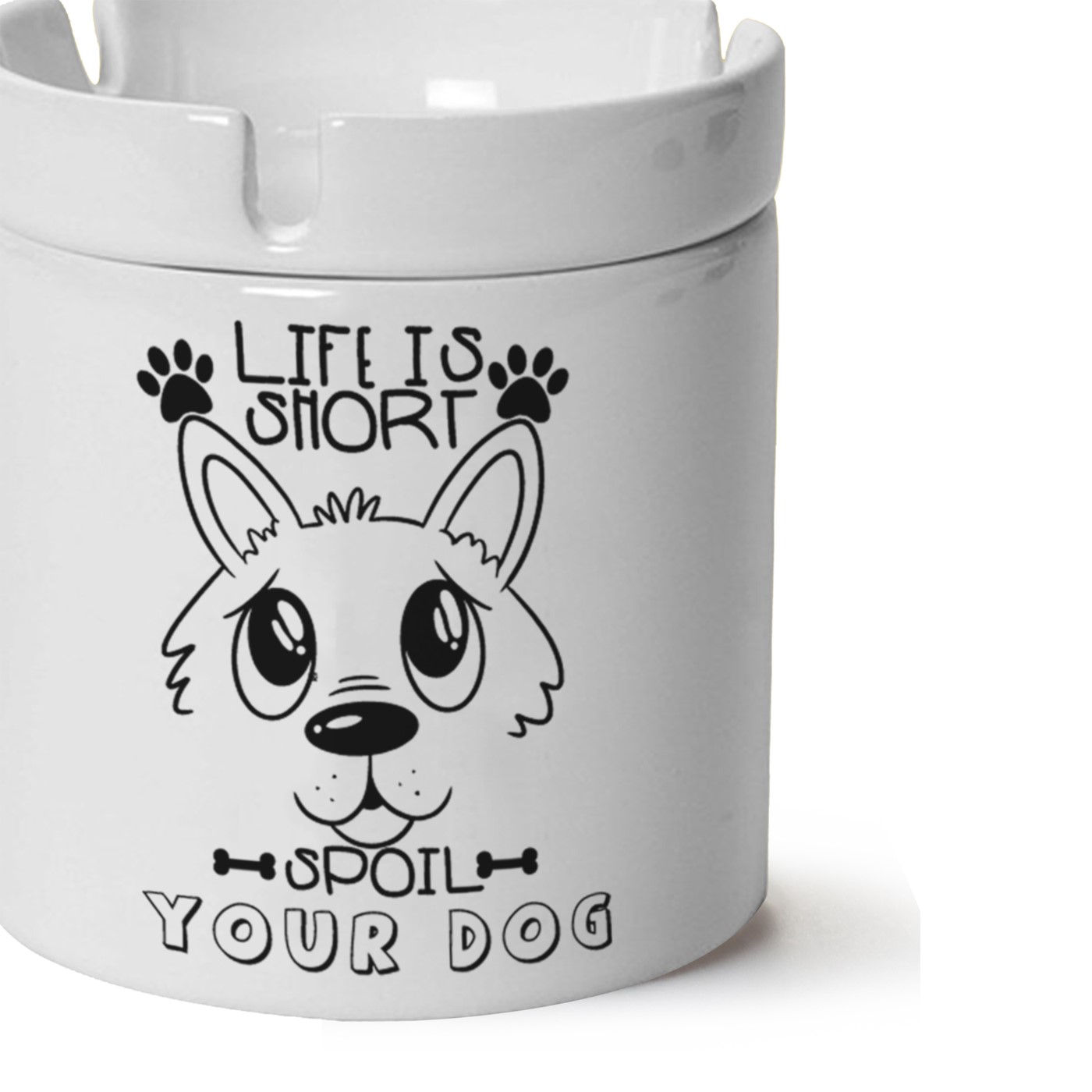 Köpek Baskılı Porselen At Söndür Küllük