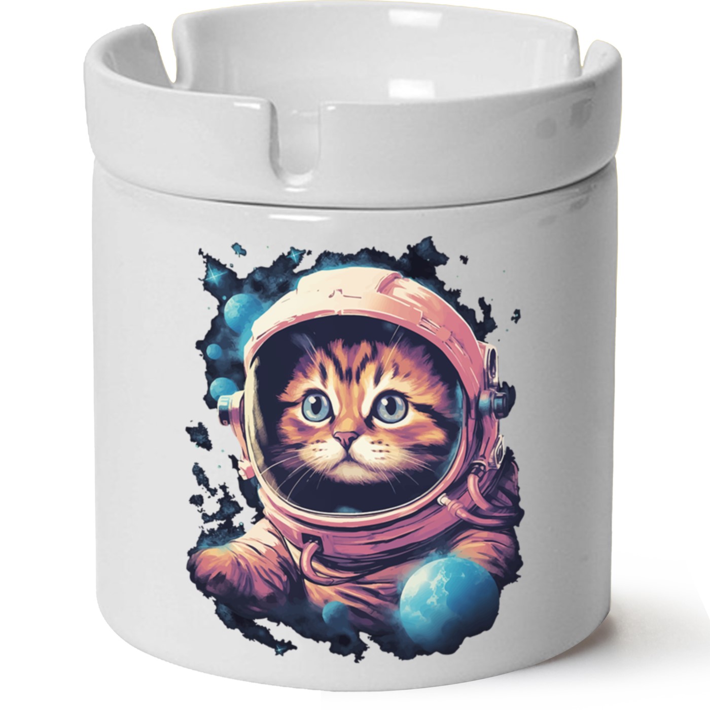 Kedi Baskılı Porselen At Söndür Küllük