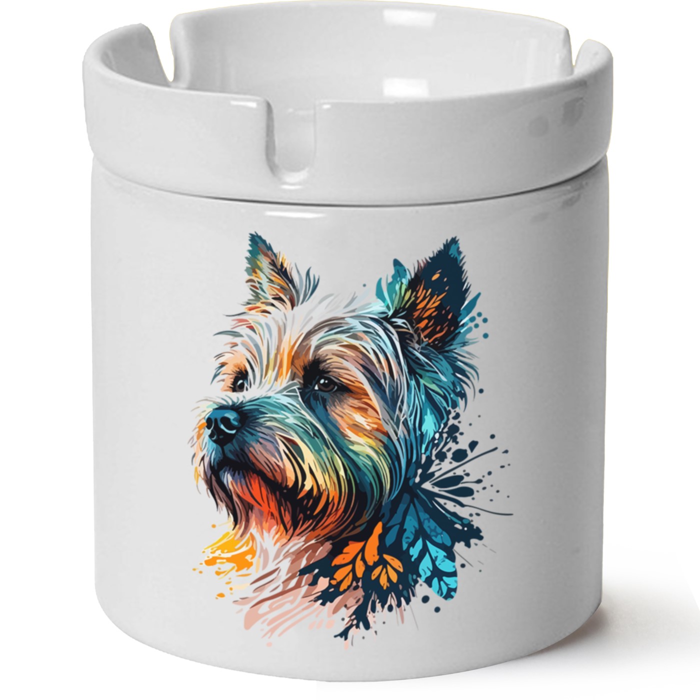 Köpek Baskılı Porselen At Söndür Küllük