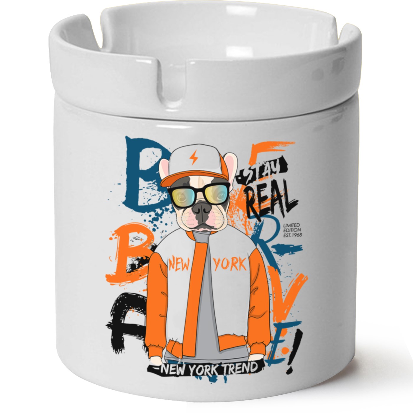 Köpek Baskılı Porselen At Söndür Küllük