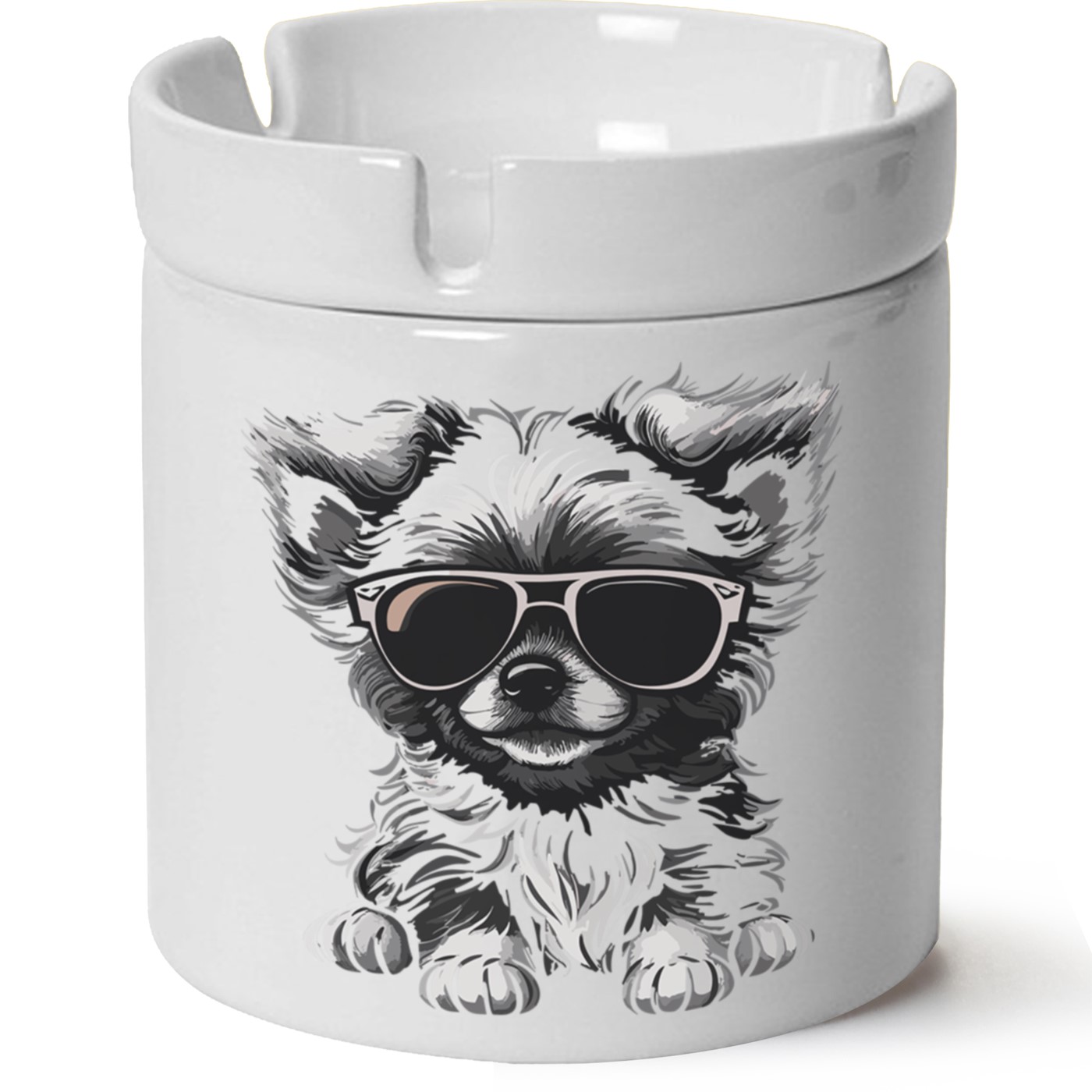 Köpek Baskılı Porselen At Söndür Küllük