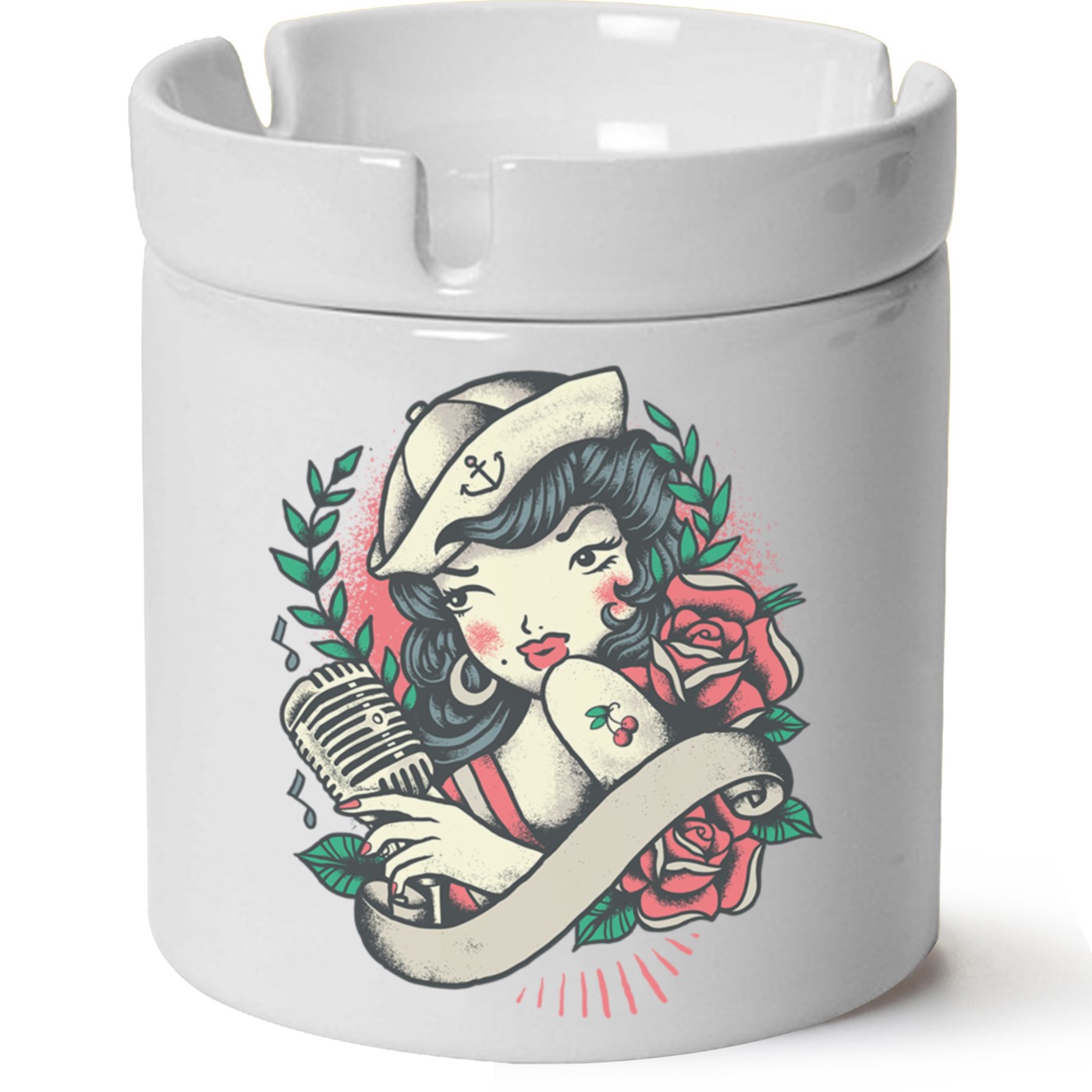 Güzel Kadın Baskılı Porselen At Söndür Küllük