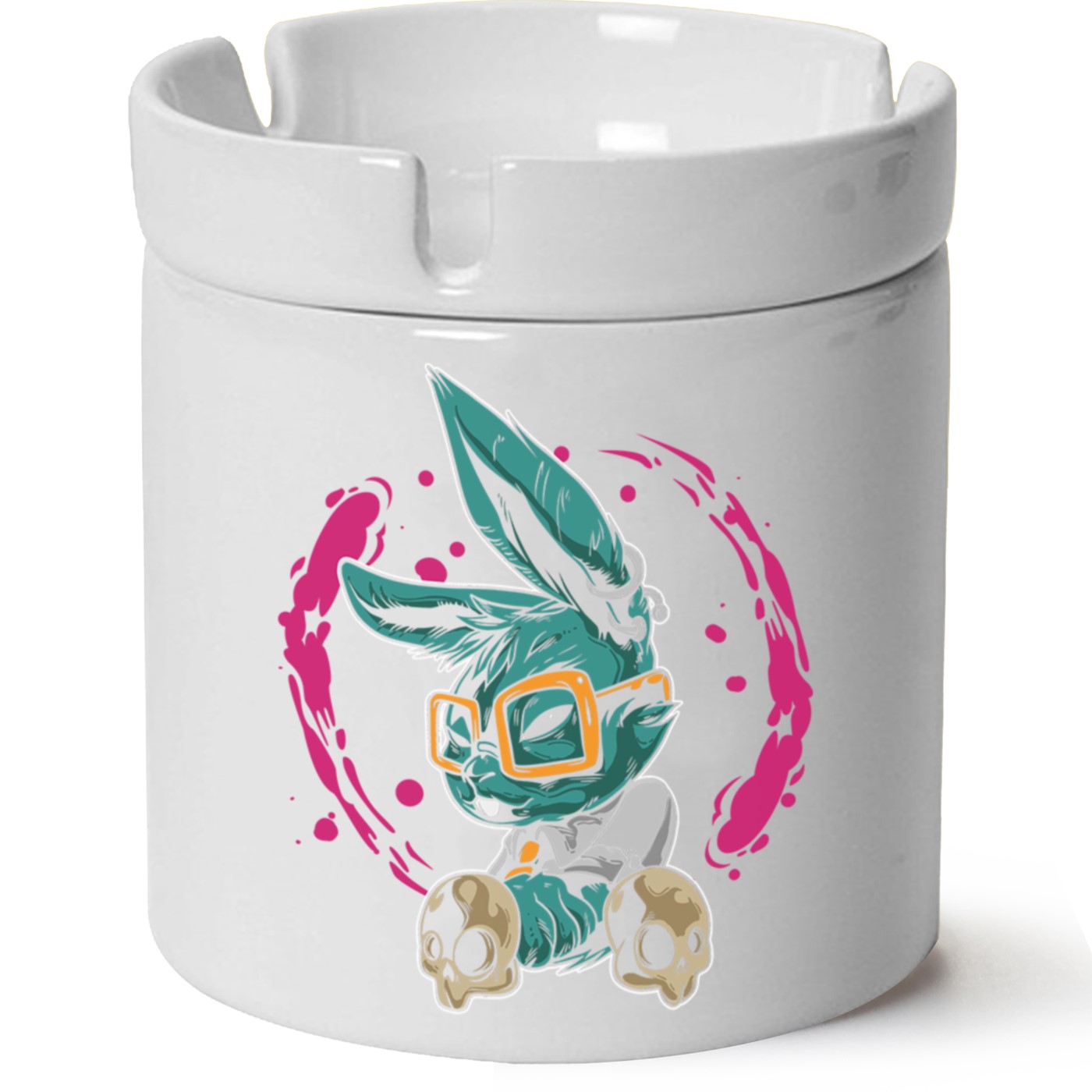 Tavşan Baskılı Porselen At Söndür Küllük