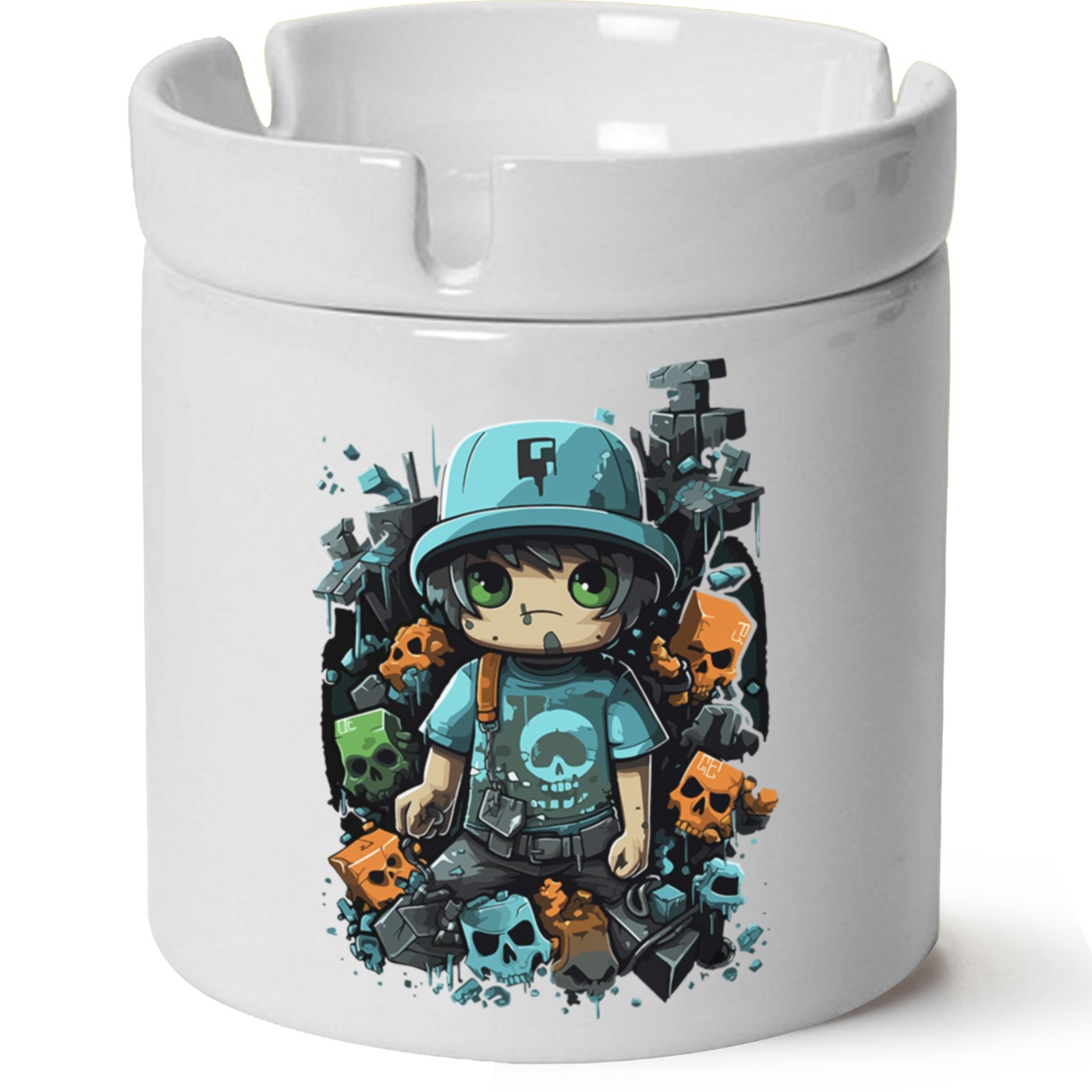 Kirli Çocuk Baskılı Porselen At Söndür Küllük