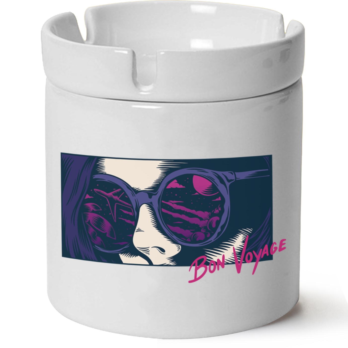 Bon Voyoge  Baskılı Porselen At Söndür Küllük