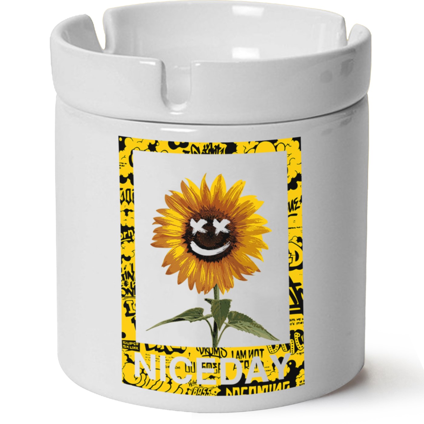 Nice Day Baskılı Porselen At Söndür Küllük