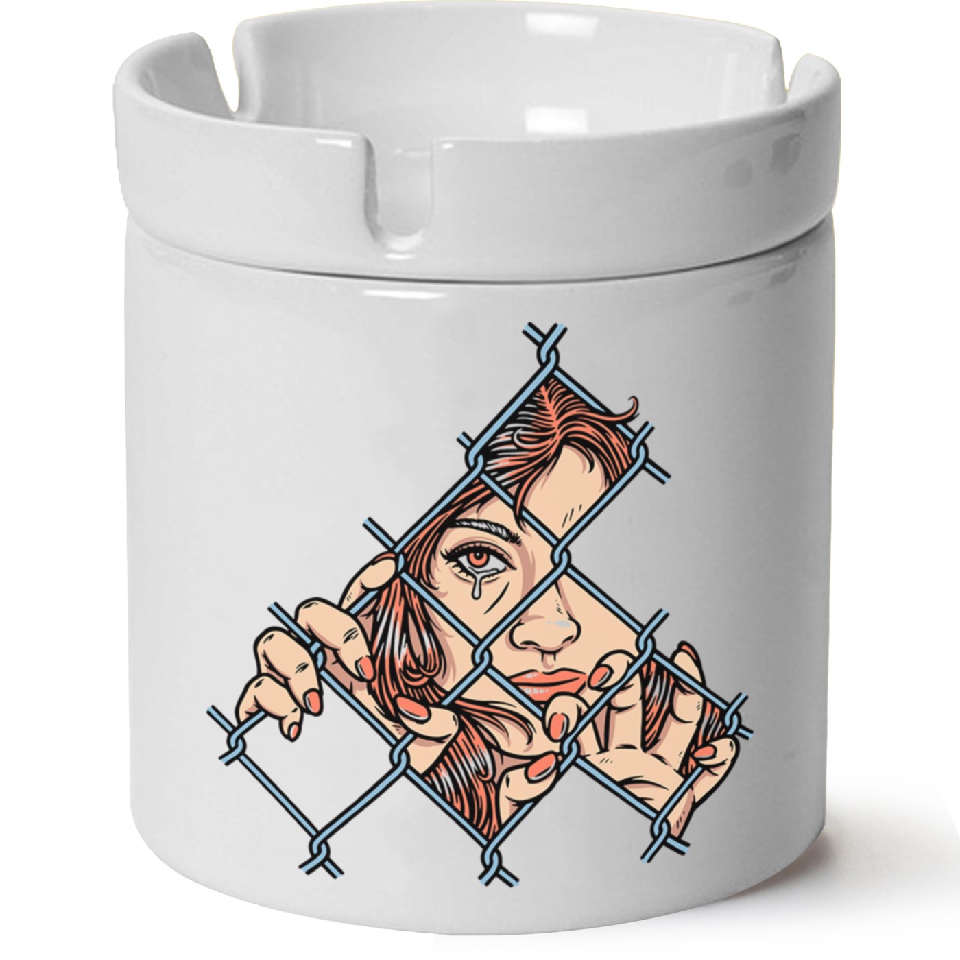 Tutsak Kadın Baskılı Porselen At Söndür Küllük