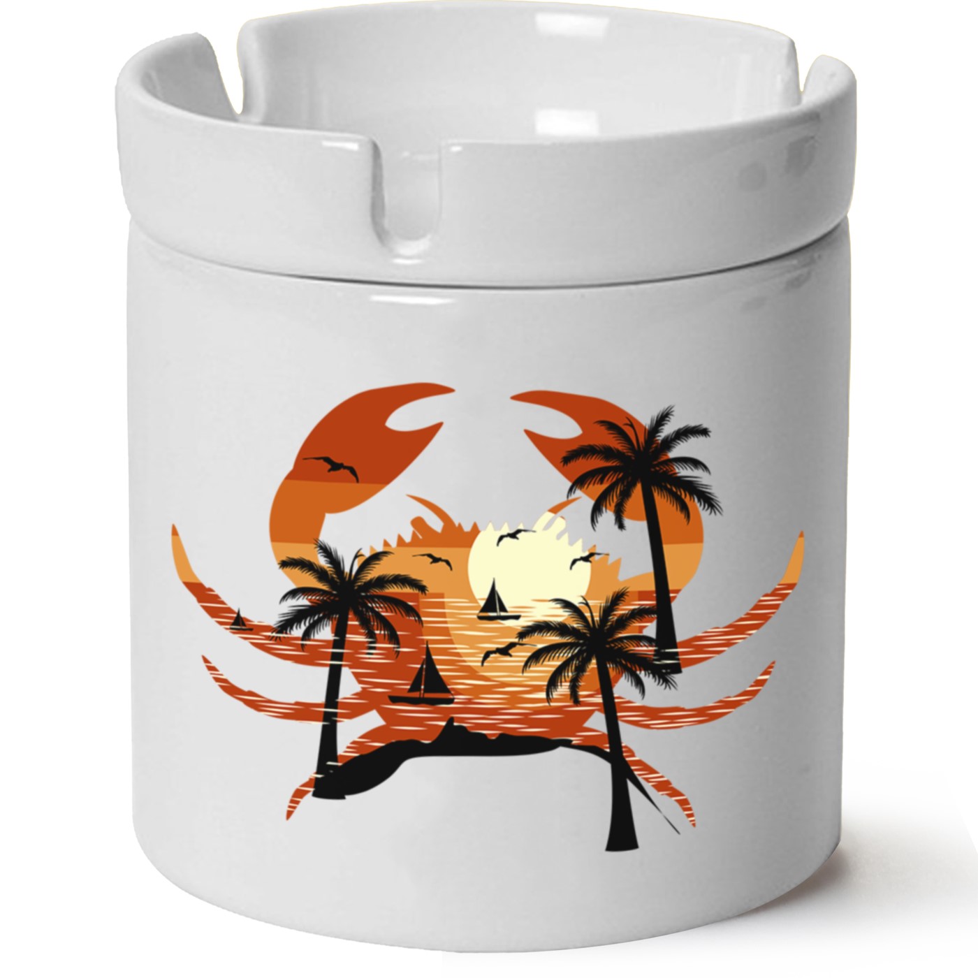 Yengeç Doğa Baskılı Porselen At Söndür Küllük