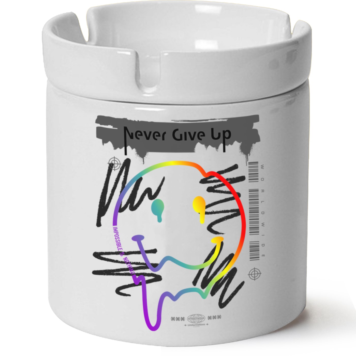 Never Give Up Baskılı Porselen At Söndür Küllük